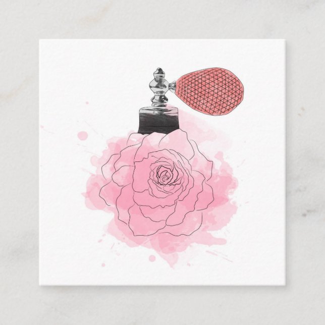 Geschäftskarte Floristen-Rosa-Rosen-Parfüm Quadratische Visitenkarte (Vorderseite)