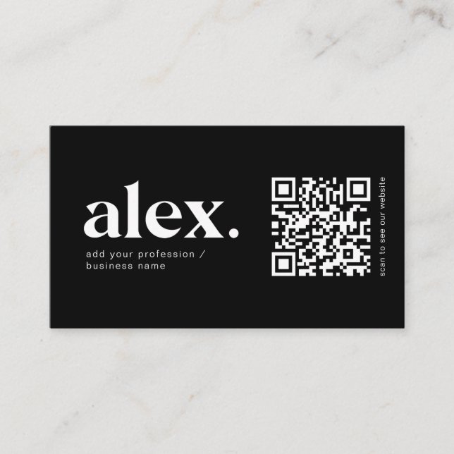Geschäftskarte für moderne schwarz-weiße QR-Logos Visitenkarte (Vorderseite)