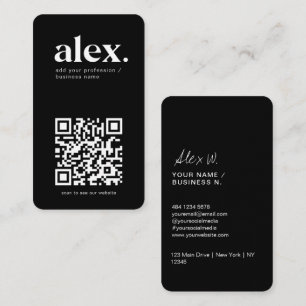 Geschäftskarte für moderne schwarz-weiße QR-Logos Visitenkarte