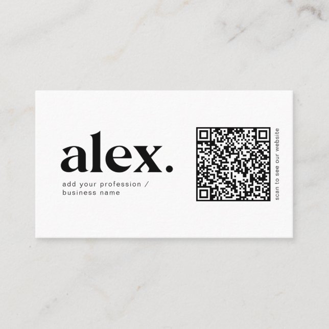 Geschäftskarte für moderne schwarz-weiße QR-Logos Visitenkarte (Vorderseite)