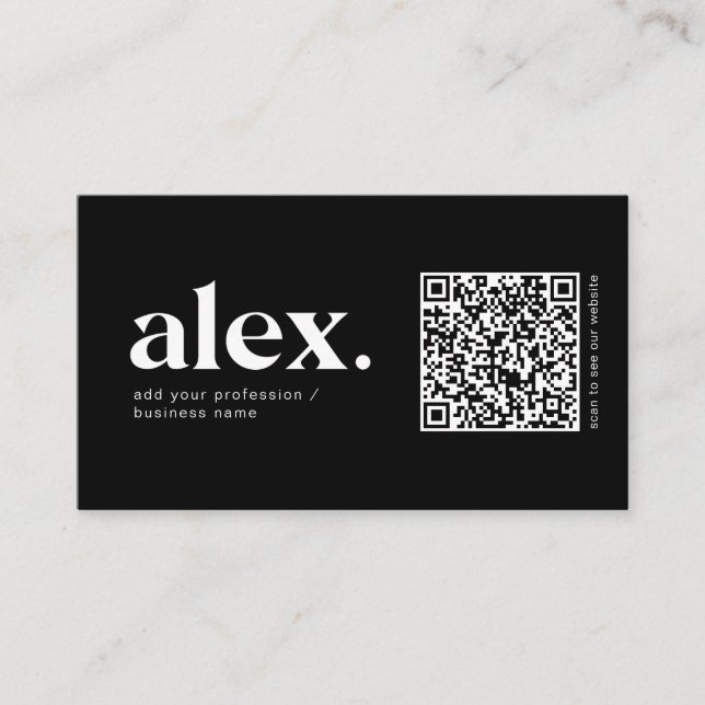 Geschäftskarte für moderne schwarz-weiße QR-Logos Visitenkarte (Vorderseite)