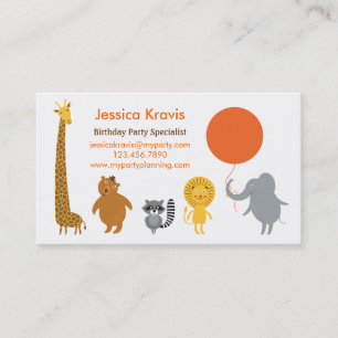 Geschäftskarte für Safari-Themen-Geburtstagsfeier- Visitenkarte