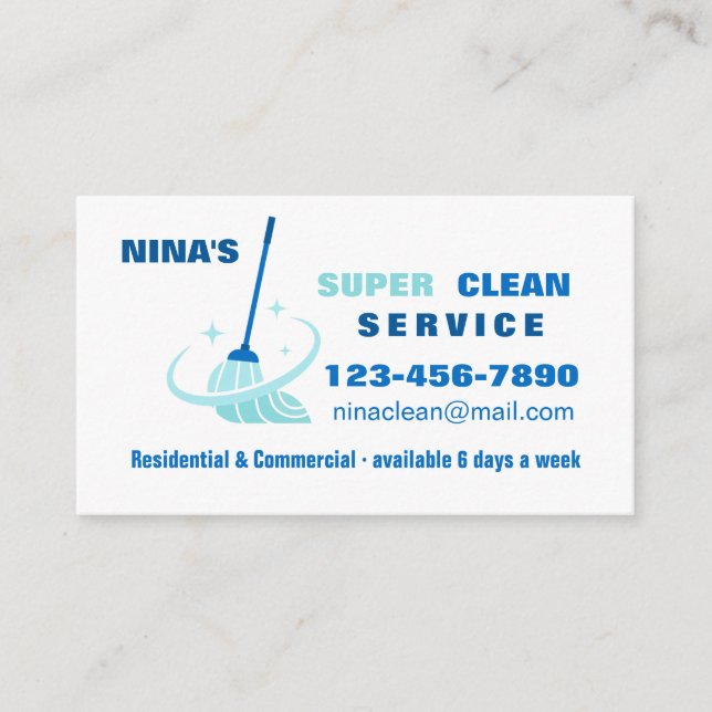 Geschäftskarte für Super Clean Clearing Services Visitenkarte (Vorderseite)