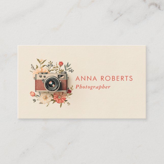 Geschäftskarte für Vintage Hochzeitfotografen Visitenkarte (Vorderseite)