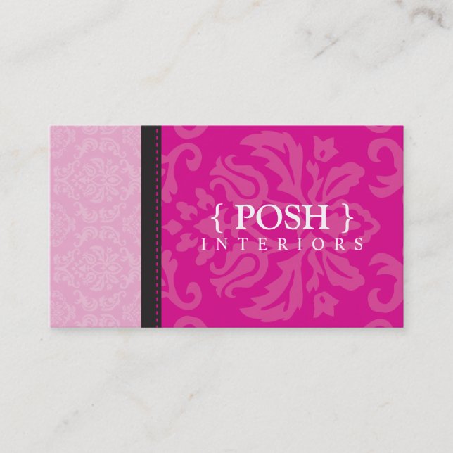 GESCHÄFTSKARTE :: göttlich Damast fuschia pink Visitenkarte (Vorderseite)