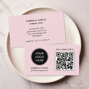 Geschäftskarte mit QR-Code und rosa Logo Visitenkarte