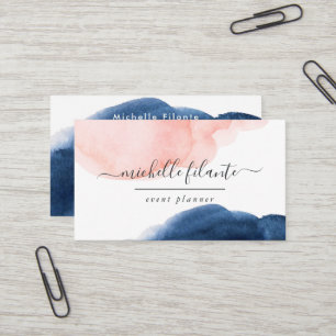 Geschäftskarte Navy und Blush Watercolor Visitenkarte