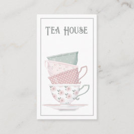 Geschäftskarte Pastell gestackte Teacups Visitenkarte