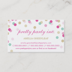 GESCHÄFTSKARTE :: stilvolle Konfetti pink + gold Visitenkarte