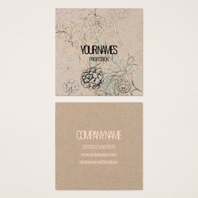 GESCHÄFTSKARTE : WILLIAM MORRIS : WILD TULIP (Vorne & Hinten)