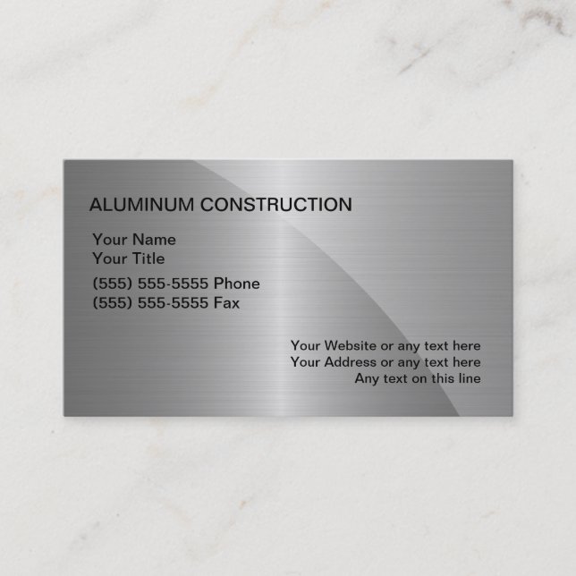 Geschäftskarten für Aluminiumkonstruktionen Visitenkarte (Vorderseite)
