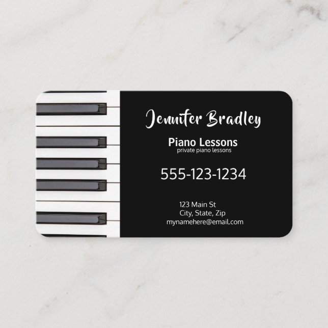 Geschäftskarten für Black Piano Teacher Visitenkarte (Vorderseite)