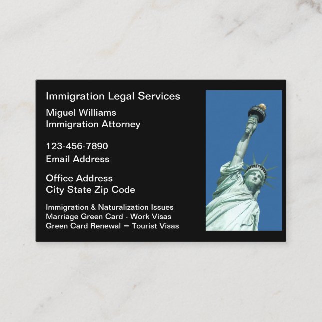 Geschäftskarten für Immigration Law Atney Business Visitenkarte (Vorderseite)