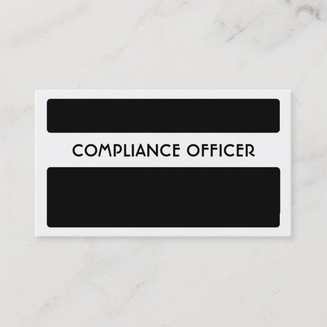 Geschäftskarten für Schwarz-weiße Compliance Offiz Visitenkarte (Vorderseite)