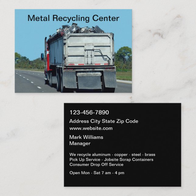Geschäftskarten für Scrap Metal-Recycelnd Dienstle Visitenkarte (Vorne/Hinten)