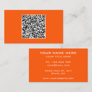 Geschäftskartenbeispiel in Orange mit QR-Code Visitenkarte