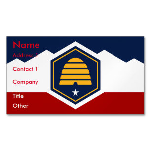 Geschäftskartenmagnet mit Flagge von Utah, USA Magnetische Visitenkarte