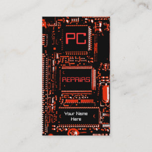 Geschäftskartenvorlage Circuit Red "PC reparations Visitenkarte