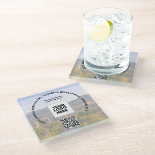 Geschäftskonferenz Ihr Foto-Logo QR-Code Glasuntersetzer