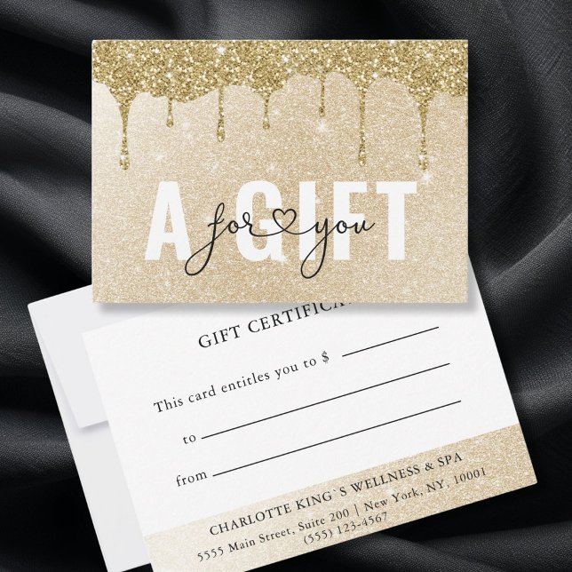 GESCHÄFTSKONTROLLBESCHEINIGUNG | Glitzer fallen (BUSINESS GIFT CERTIFICATE | Gold Glitter Drop)