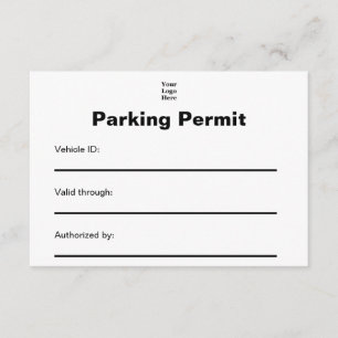 Geschäftslogo Armaturenbrett Parkausweis Karte