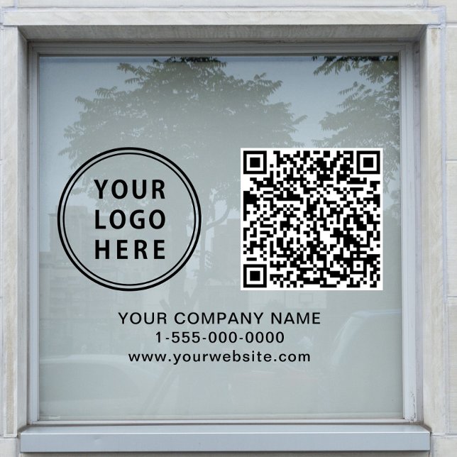 Geschäftslogo Erstellen Sie Ihren QR-Code Horizont Fensteraufkleber (Business Logo Create Your QR Code Horizontal Window Cling)