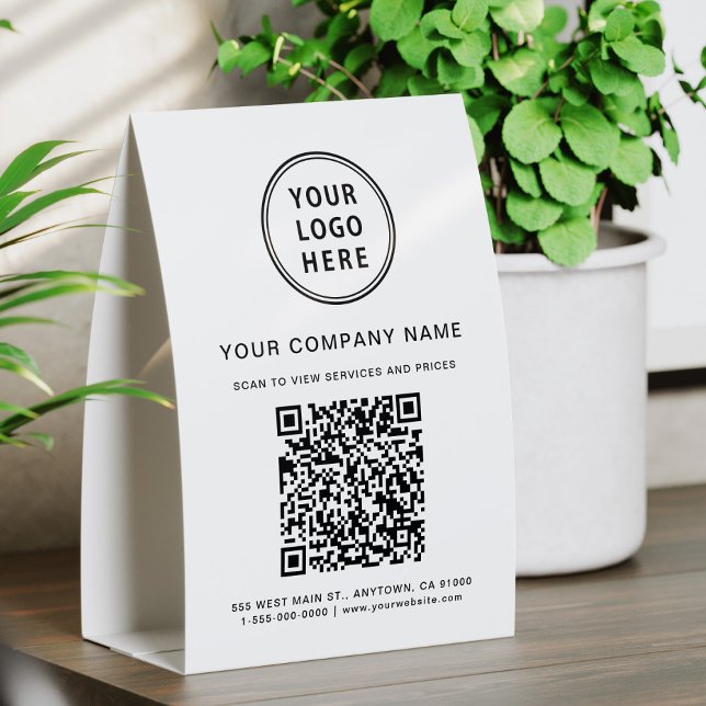 Geschäftslogo Erstellen Sie Ihren QR-Code Tischaufsteller (Von Creator hochgeladen)
