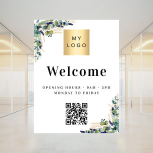 Geschäftslogo Eukalyptus Willkommensöffnung QR-Cod Poster