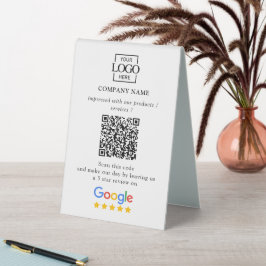 Geschäftslogo Google Bewertungen QR-Code Tischschi Tischaufsteller
