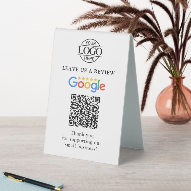 Geschäftslogo Google Bewertungen QR-Code Tischschi Tischaufsteller (In Situ (Tisch))