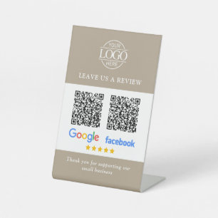 Geschäftslogo Google & Facebook Bewertungen QR-Cod Sockelschild