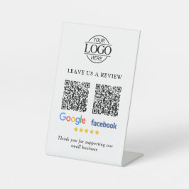 Geschäftslogo Google & Facebook Bewertungen QR Cod Sockelschild