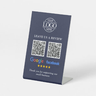 Geschäftslogo Google & Facebook Bewertungen QR-Cod Sockelschild
