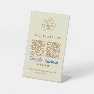 Geschäftslogo Google & Facebook Bewertungen QR-Cod Sockelschild