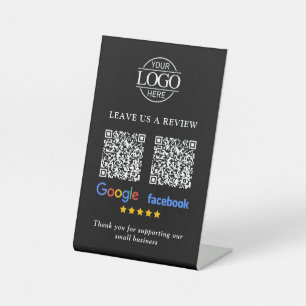 Geschäftslogo Google & Facebook Bewertungen QR Cod Sockelschild