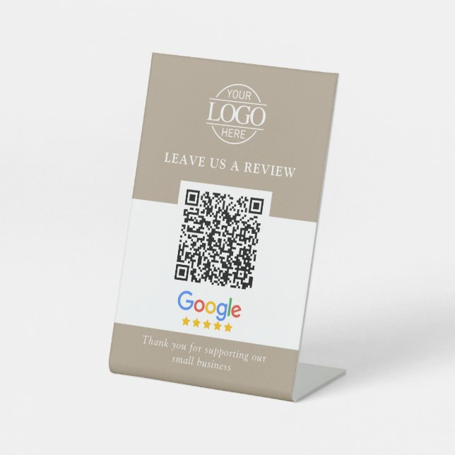 Geschäftslogo Google & Facebook Bewertungen QR-Cod Sockelschild (Vorderseite)