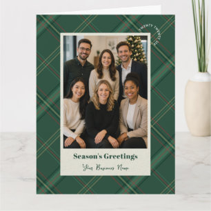 Geschäftslogo Grün Kariert Weihnachten Firmenfoto Karte