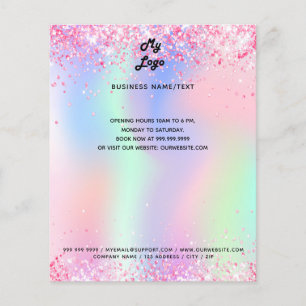 Geschäftslogo holografischer rosa Glitter Flyer