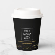 Geschäftslogo Marken-Papierbecher Schwarz Gold Pun