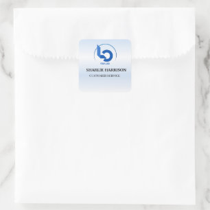 Geschäftslogo   Minimal blau Mitarbeiter Personal Quadratischer Aufkleber