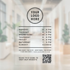 Geschäftslogo Öffnungszeiten QR-Code Fensteraufkleber