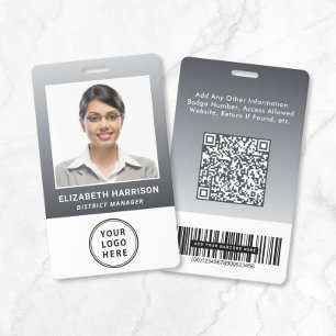 Geschäftslogo QR-Code Barcode Grau Fotoausweis Ausweis