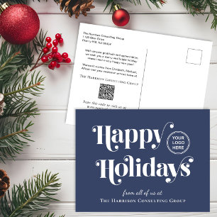Geschäftslogo QR-Code Blau Weihnachten