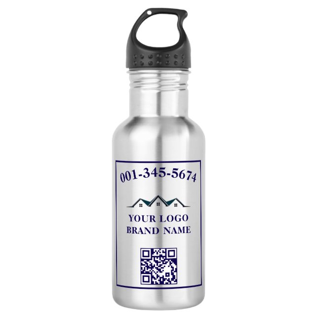 Geschäftslogo QR-Code Branding Förderung Edelstahlflasche (Vorderseite)