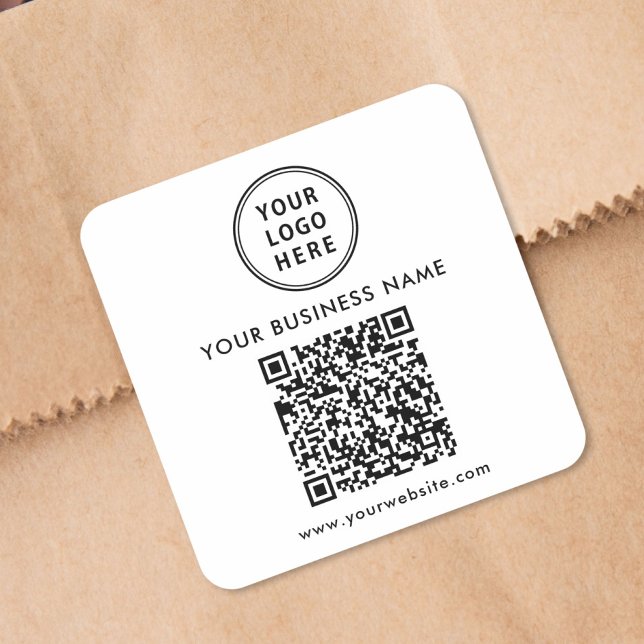 Geschäftslogo-QR-Code Quadratischer Aufkleber (Business Logo QR Code Square Sticker)