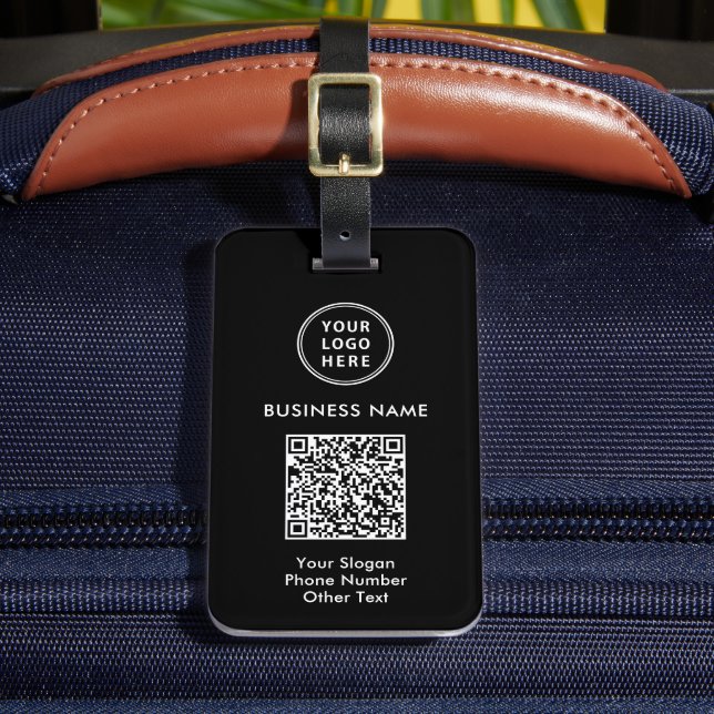 Geschäftslogo QR-Code Schwarz Gepäckanhänger (Vorderseite Insitu 2)