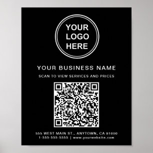 Geschäftslogo QR-Code Schwarz Poster