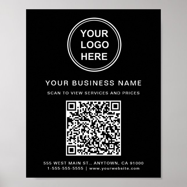 Geschäftslogo QR-Code Schwarz Poster (Vorne)