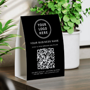 Geschäftslogo QR-Code Schwarz Tischaufsteller