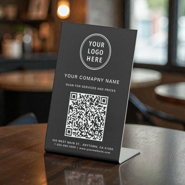 Geschäftslogo Scan Me Erstellen Sie Ihren QR-Code Sockelschild (Business Logo Scan Me Create Your QR Code Pedestal Sign)